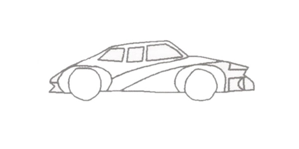 赛车简笔画的画法