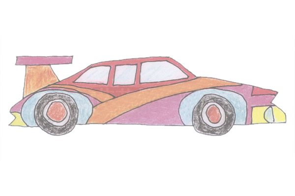 赛车简笔画的画法