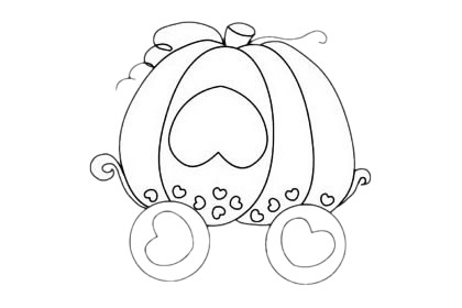 带爱心的南瓜车简笔画(南瓜车儿童画)
