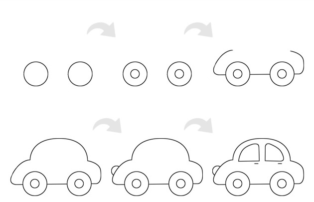 线条简单的小汽车简笔画