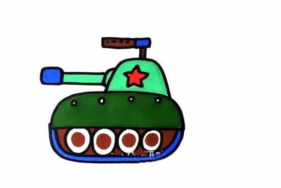 卡通坦克简笔画步骤