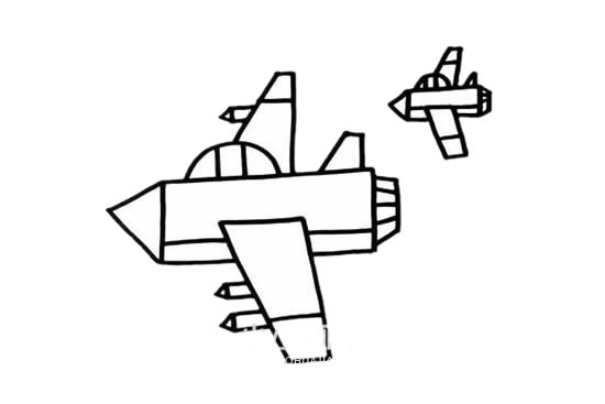 卡通战斗机儿童简笔画