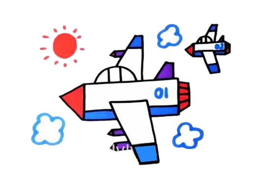 卡通战斗机儿童简笔画