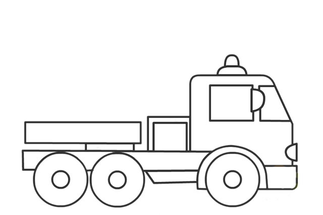 带颜色的消防车简笔画