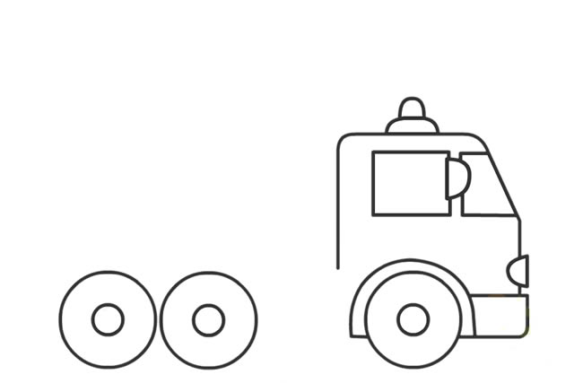 带颜色的消防车简笔画