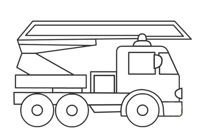 带颜色的消防车简笔画