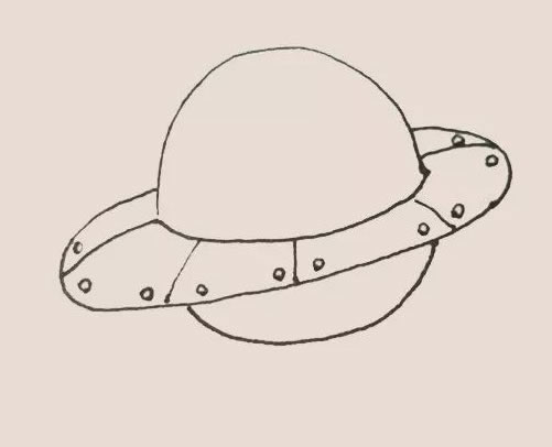 卡通的UFO外星人简笔画