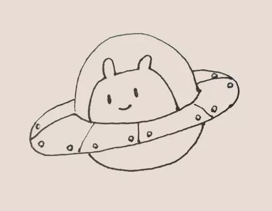 卡通的UFO外星人简笔画