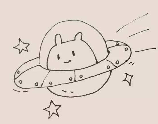 卡通的UFO外星人简笔画