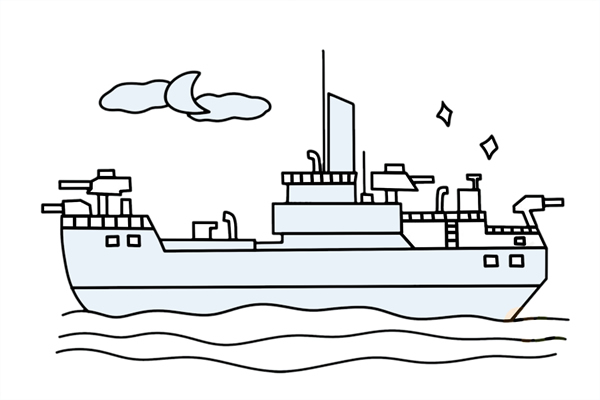 帅气的军舰简笔画(军舰简笔画图片大全)