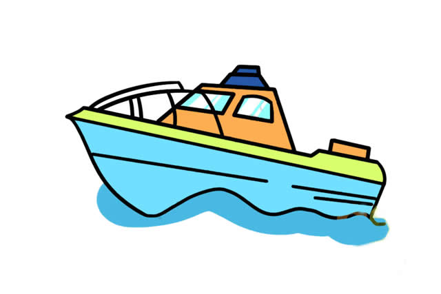 快艇的简笔画步骤