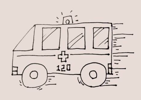 飞驰中的救护车简笔画