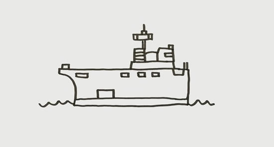 漂亮的军舰简笔画步骤