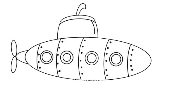 简单的卡通潜水艇简笔画