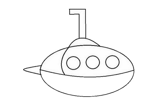 简单的潜水艇简笔画步骤