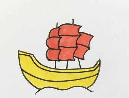 简单的帆船简笔画教程