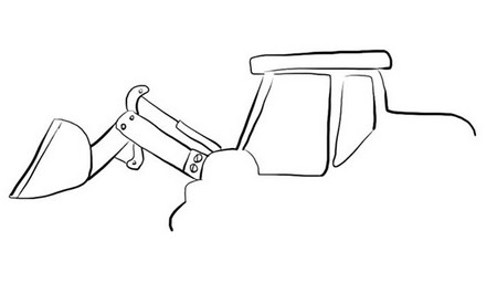 推土机简笔画彩色画法 步骤图解教程