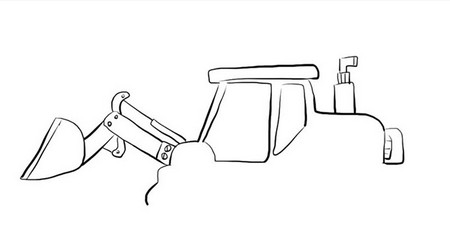 推土机简笔画彩色画法 步骤图解教程