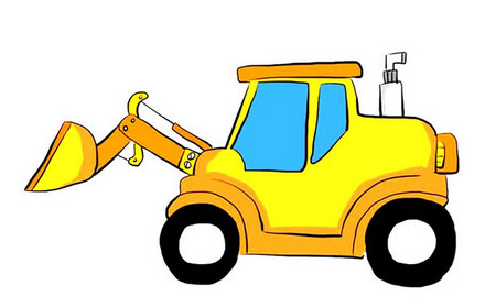 推土机简笔画彩色画法 步骤图解教程