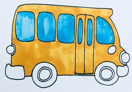 校车简笔画怎么画简单又漂亮 彩色画法