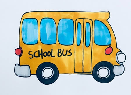 校车简笔画怎么画简单又漂亮 彩色画法