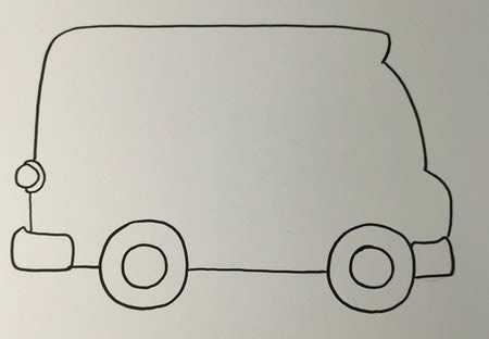 校车巴士简笔画步骤图解 彩色画法