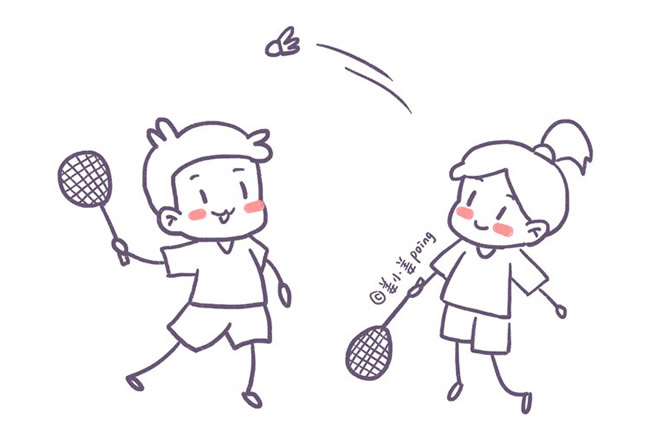 打羽毛球的小朋友简笔画(打羽毛球的小朋友图片)