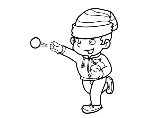 打雪仗的小男孩简笔画(正在打雪仗的小孩怎么画)