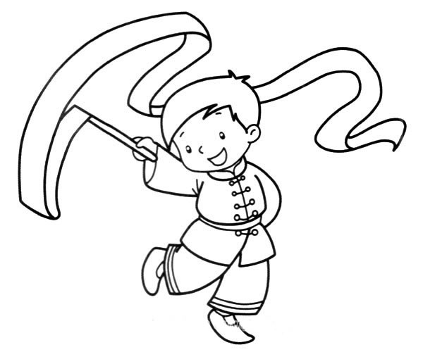 挥舞彩带的小朋友简笔画(挥舞彩带的小朋友图片)