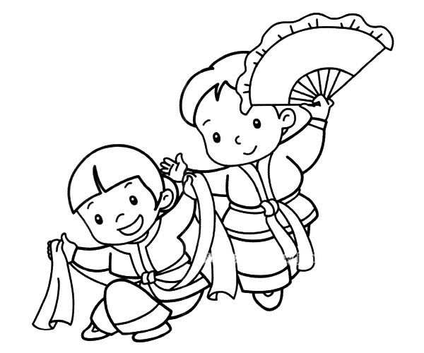 两个跳民族舞的小朋友简笔画(两个跳民族舞的小男孩)