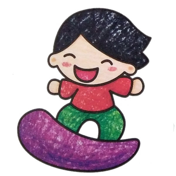 玩滑板的小朋友简笔画