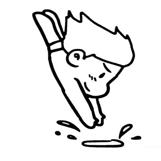 跳水的小孩子人物简笔画