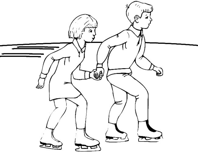 溜冰的情侣简笔画