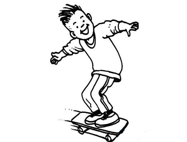 滑板男孩人物简笔画