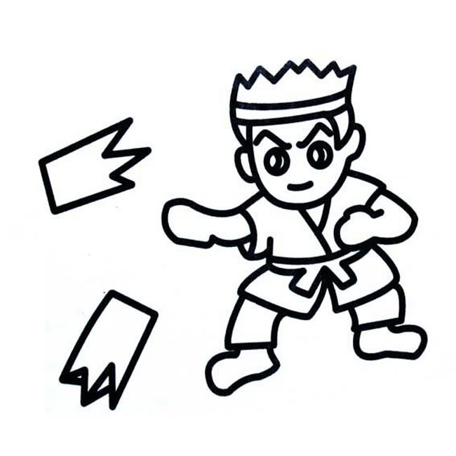 练跆拳道的男生简笔画