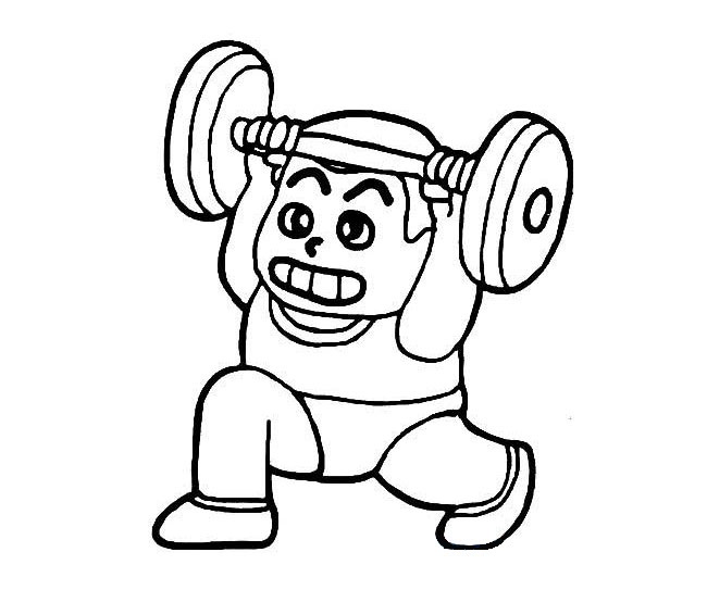 举重的少年简笔画