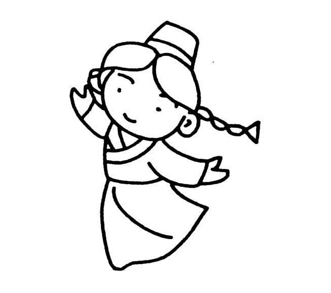 跳民族舞的小姑娘简笔画