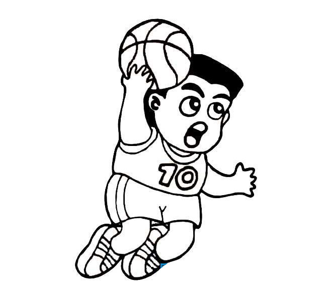 准备灌篮的篮球运动员简笔画