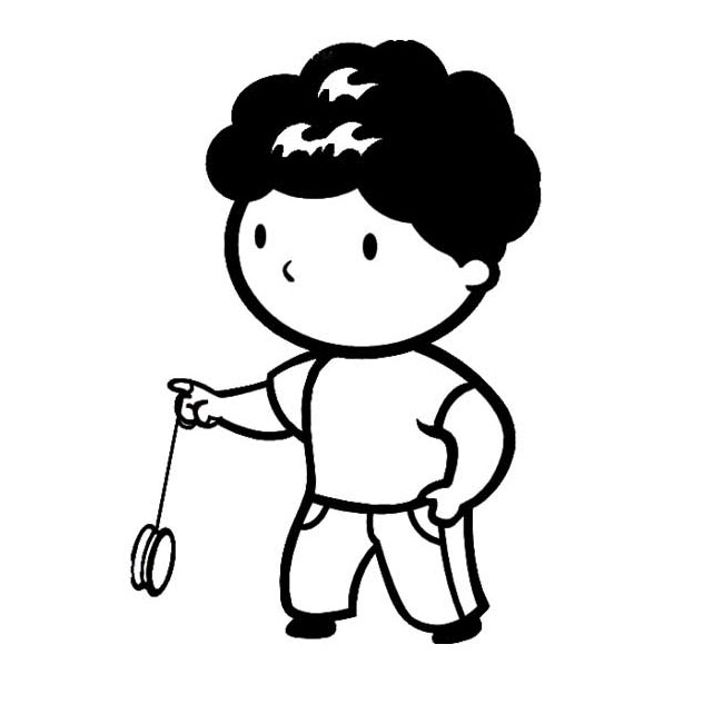 玩悠悠球的小孩简笔画