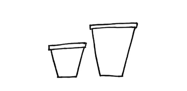 两盆可爱的小花简笔画