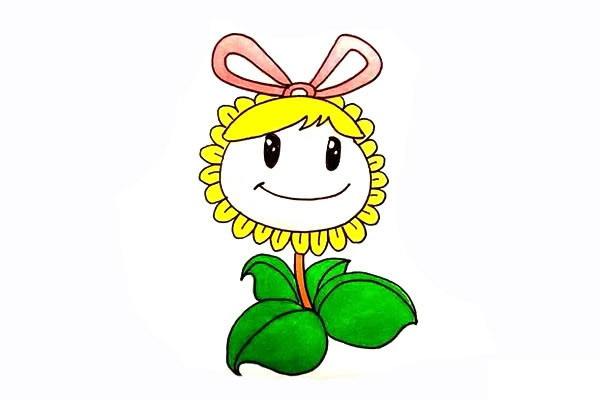 卡通可爱的向日葵简笔画教程