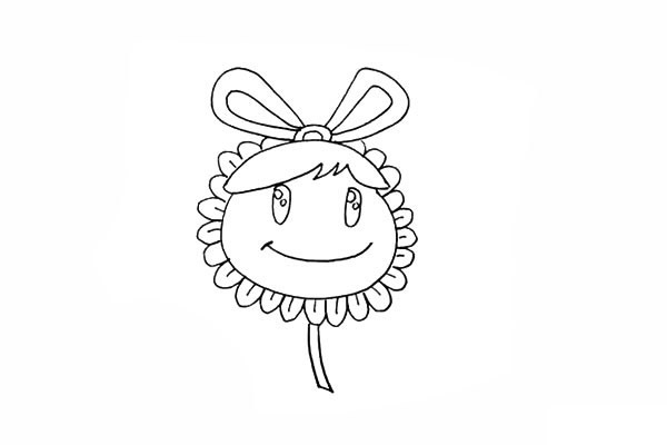 卡通可爱的向日葵简笔画教程