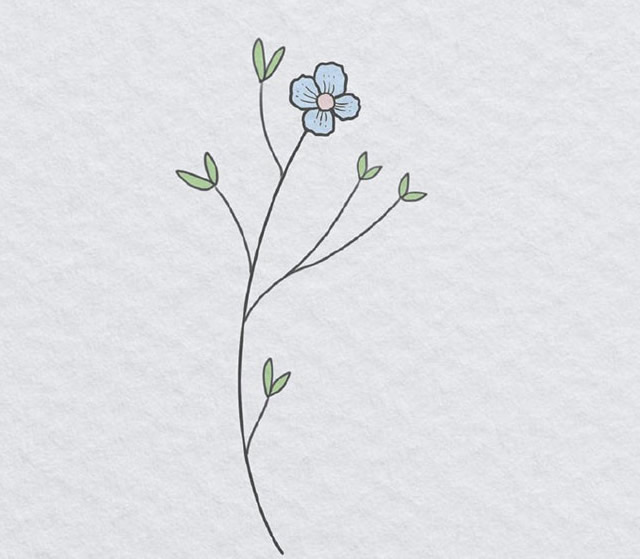 一组有艺术感的花朵简笔画