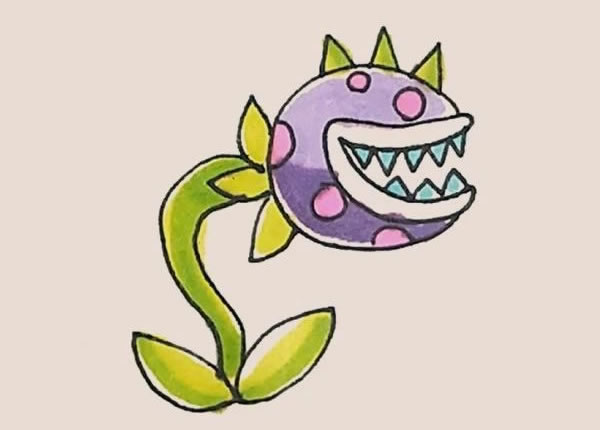 带颜色的食人花简笔画教程