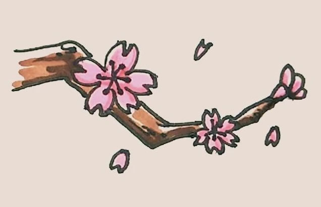 树枝上的桃花简笔画教程(桃花的树枝怎么画简单又漂亮)