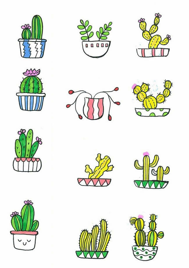 72款彩色可爱的盆栽简笔画大全 72款彩色可爱的盆栽简笔画大全