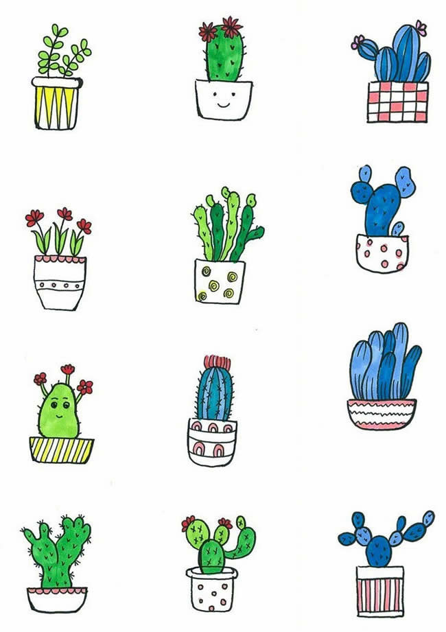 72款彩色可爱的盆栽简笔画大全 72款彩色可爱的盆栽简笔画大全