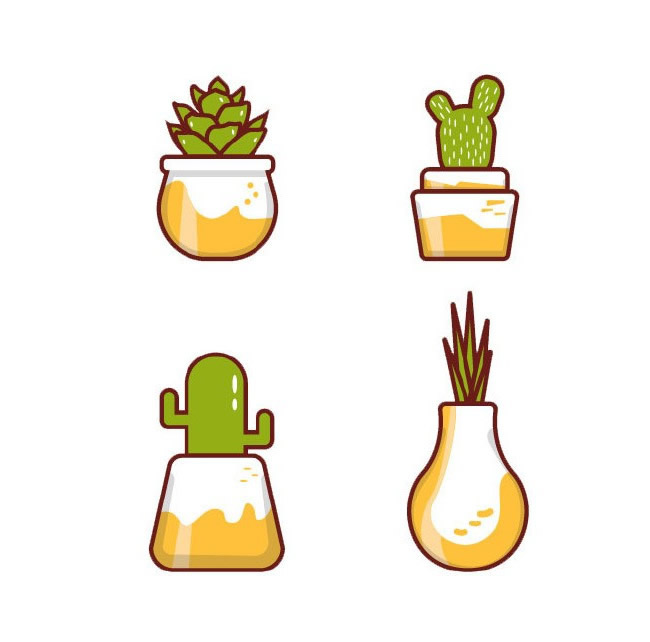 12款彩色的盆栽简笔画大全