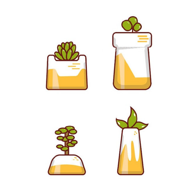 12款彩色的盆栽简笔画大全