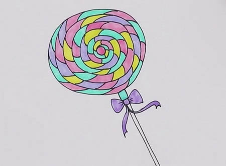 好看的彩虹棒棒糖简笔画